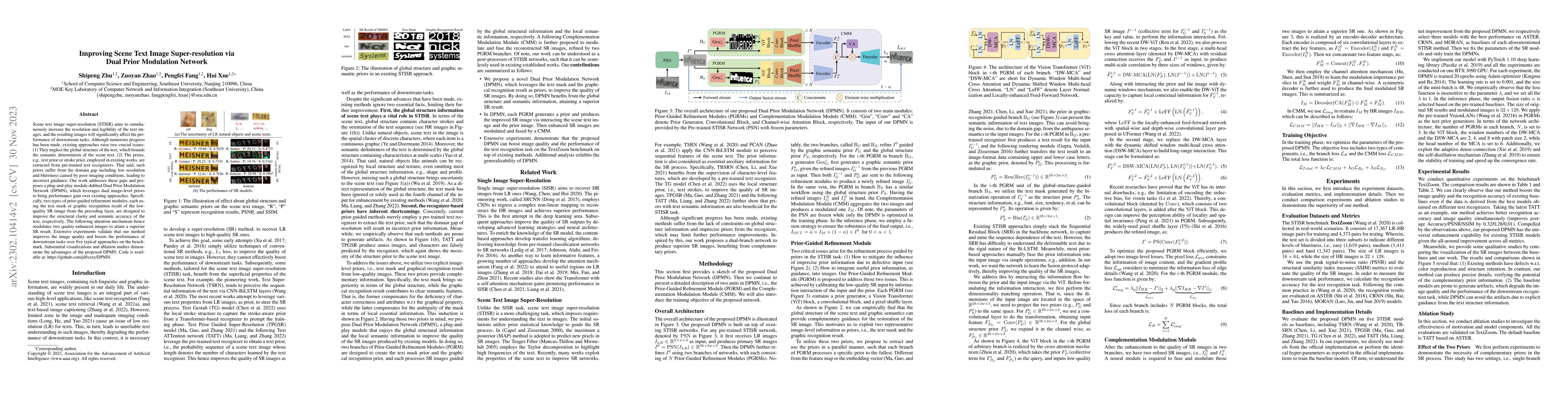 Thumbnail for Improving Scene Text Image Super-resolution via Dual Prior Modulation
  Network