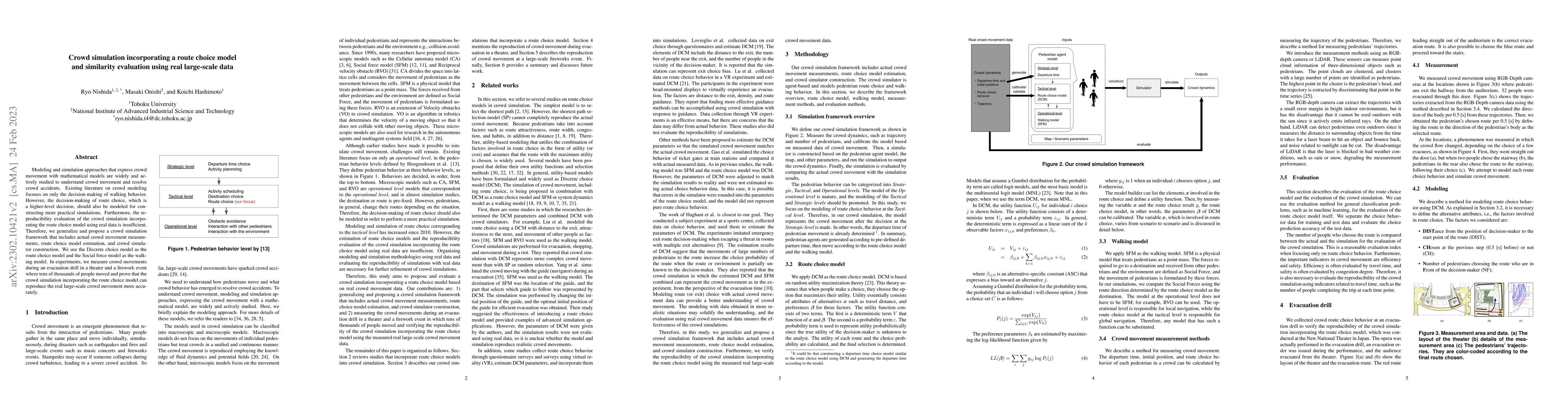 Thumbnail for Crowd simulation incorporating a route choice model and similarity
  evaluation using real large-scale data
