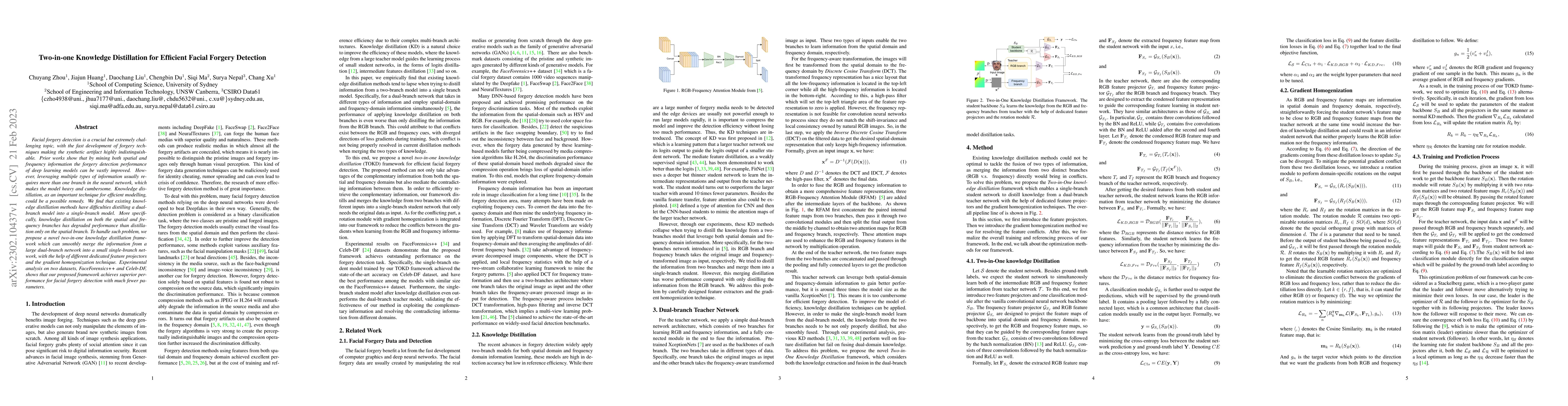 Thumbnail for Two-in-one Knowledge Distillation for Efficient Facial Forgery Detection