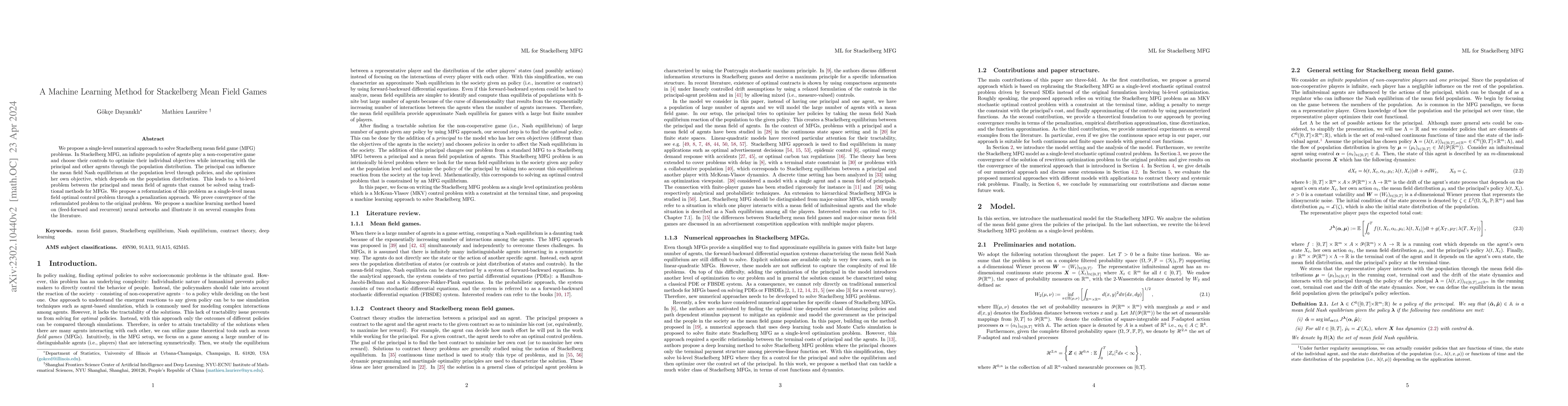 Thumbnail for A Machine Learning Method for Stackelberg Mean Field Games