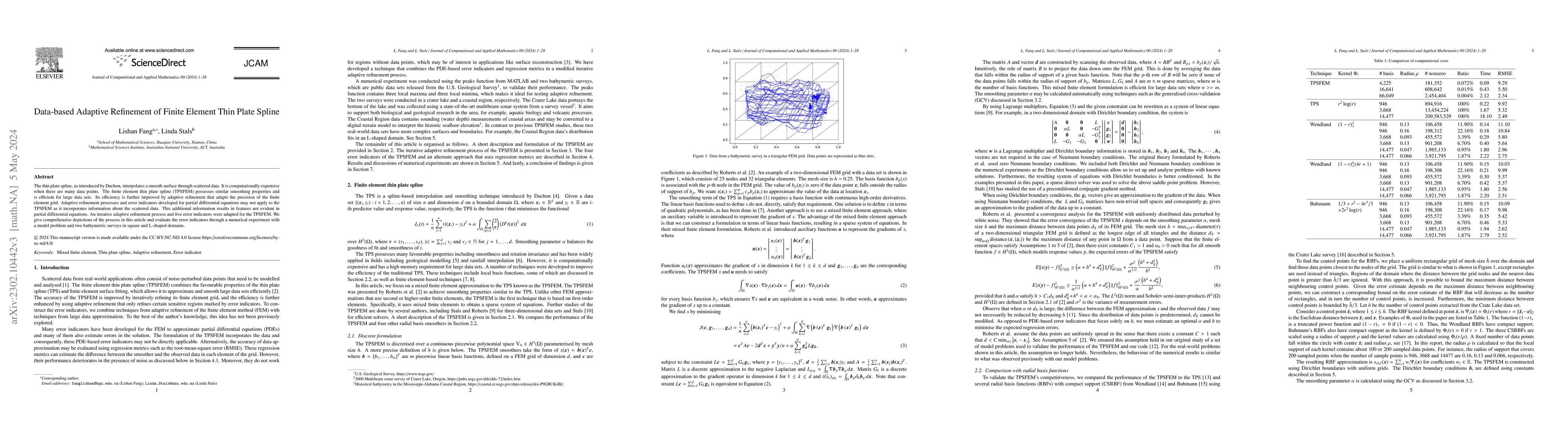 Thumbnail for Data-based Adaptive Refinement of Finite Element Thin Plate Spline