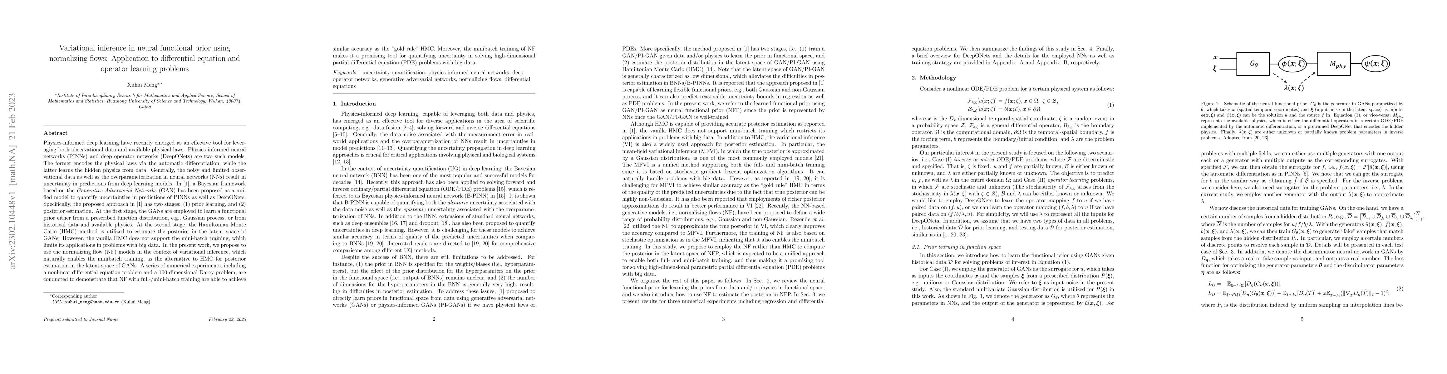 Thumbnail for Variational inference in neural functional prior using normalizing
  flows: Application to differential equation and operator learning problems