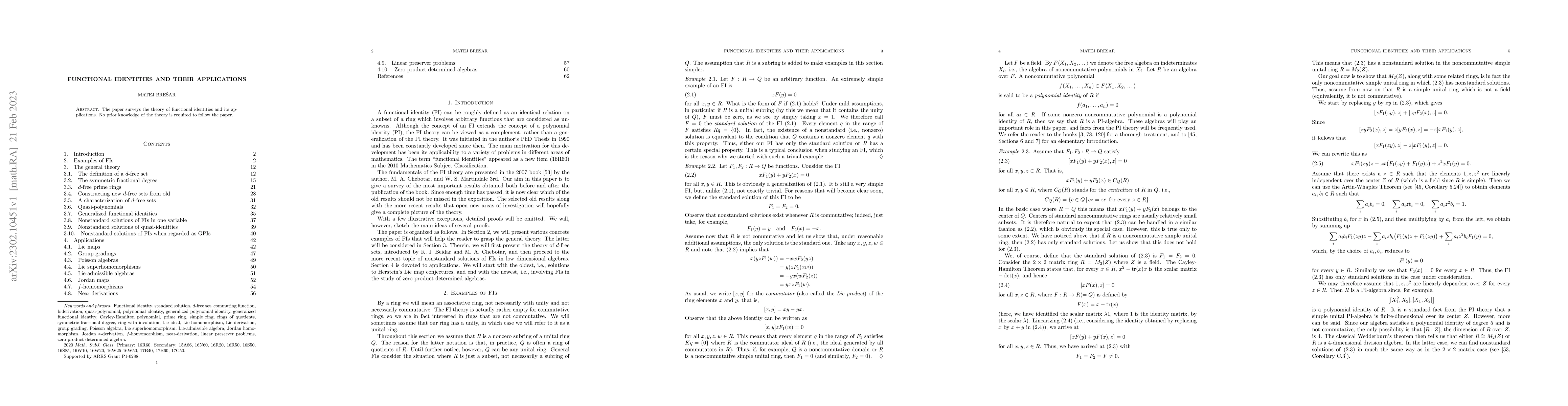 Thumbnail for Functional identities and their applications