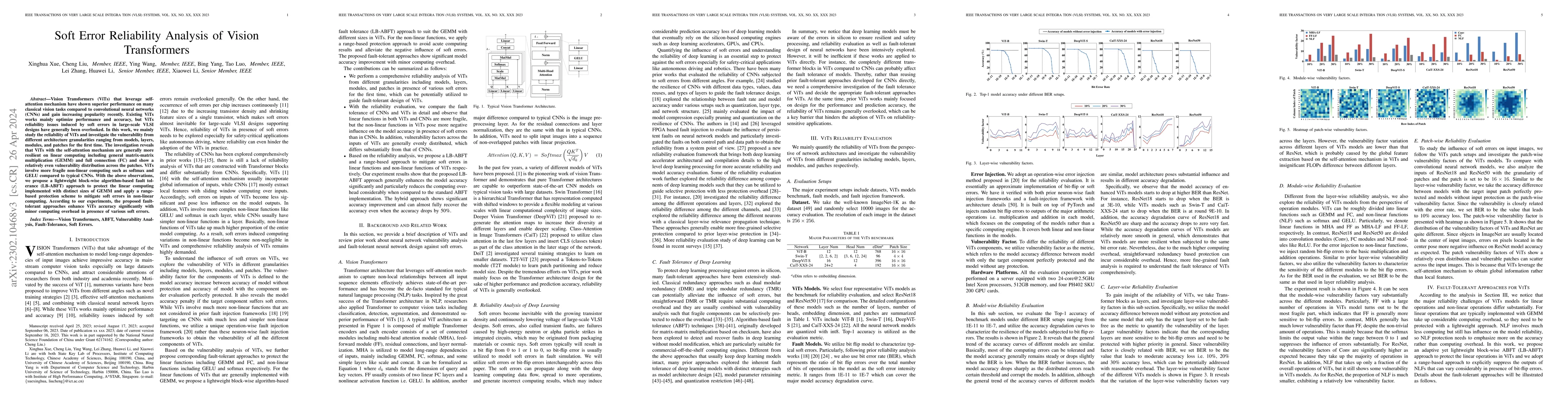 Thumbnail for Soft Error Reliability Analysis of Vision Transformers