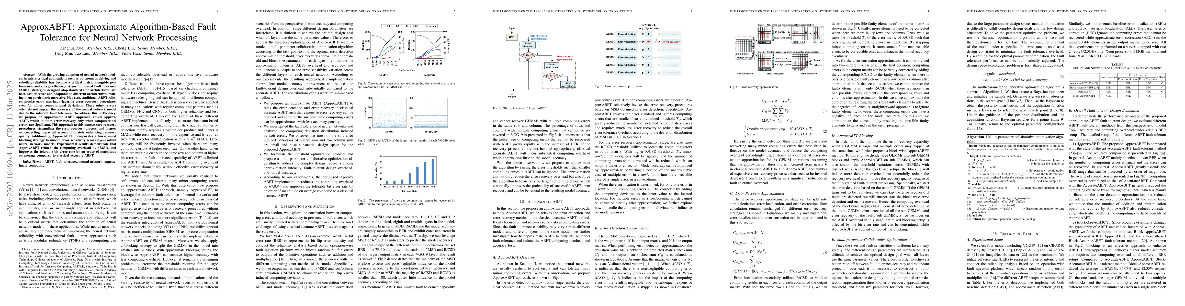 Thumbnail for ApproxABFT: Approximate Algorithm-Based Fault Tolerance for Vision
  Transformers