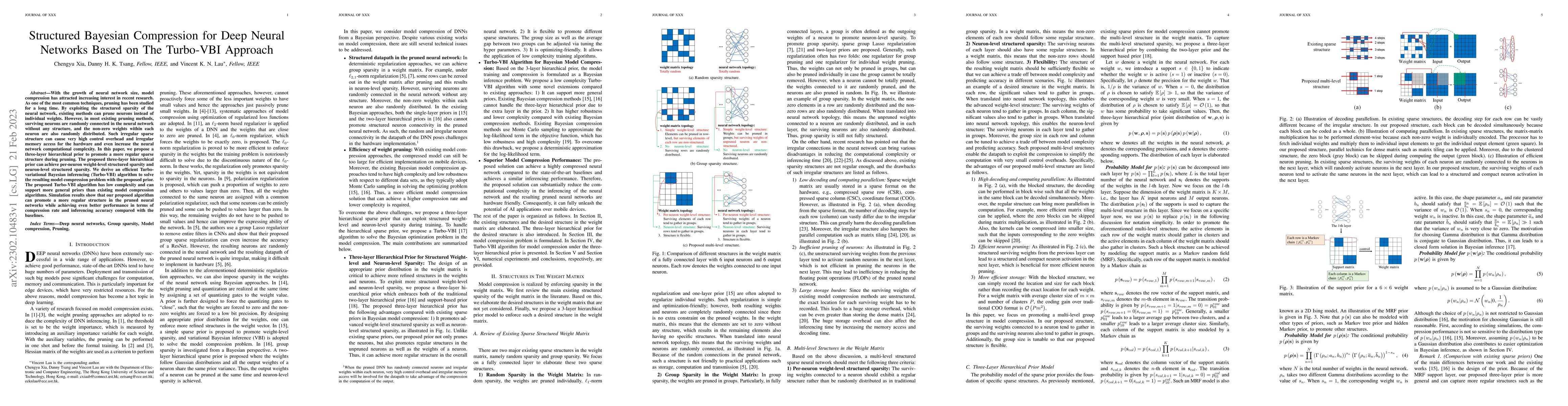Thumbnail for Structured Bayesian Compression for Deep Neural Networks Based on The
  Turbo-VBI Approach