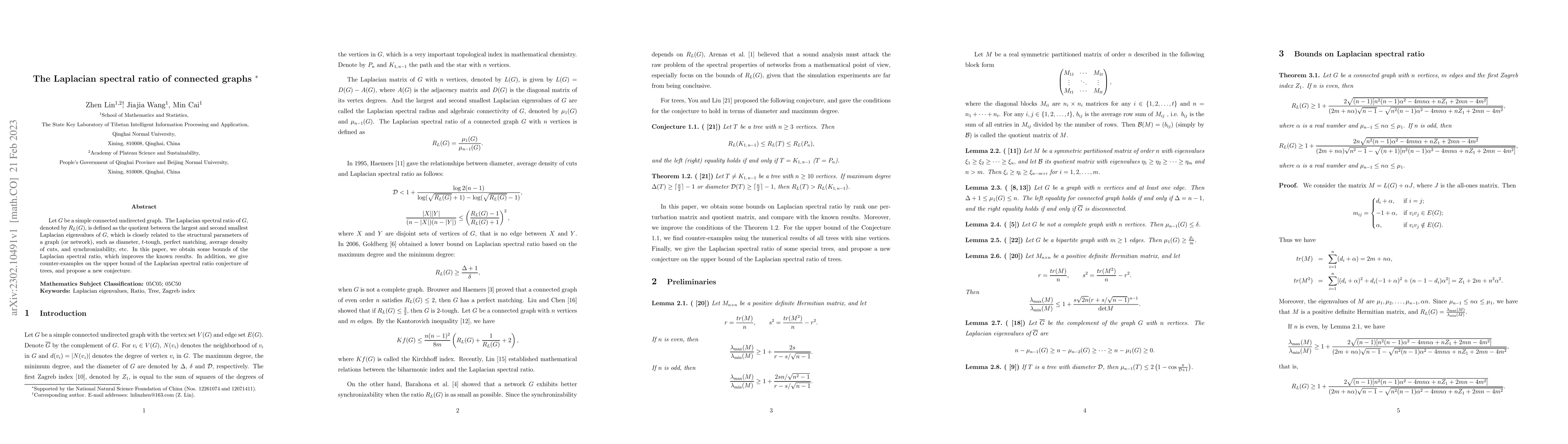 Thumbnail for The Laplacian spectral ratio of connected graphs