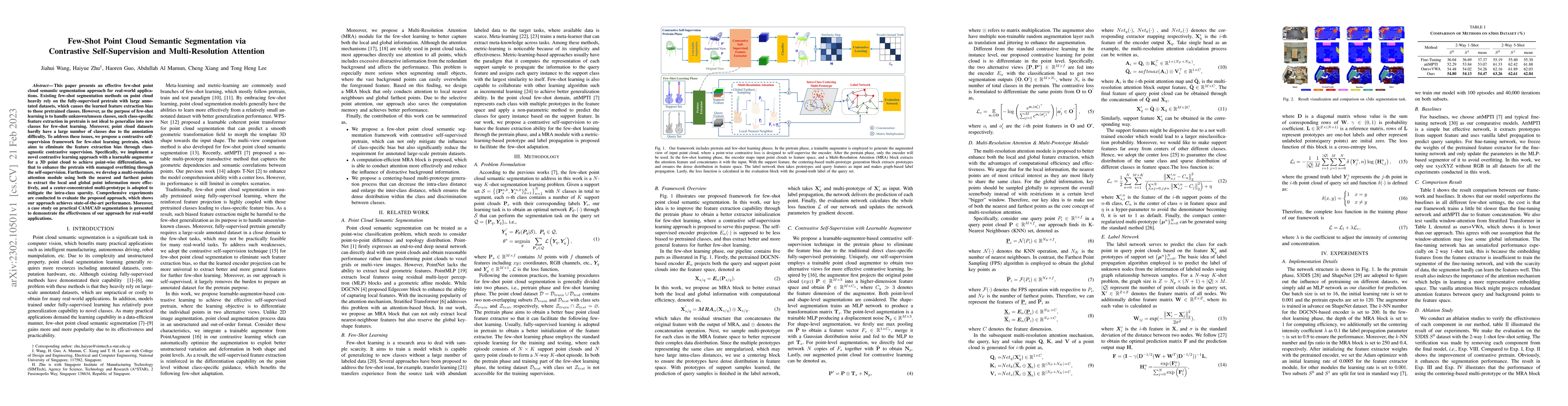 Thumbnail for Few-Shot Point Cloud Semantic Segmentation via Contrastive
  Self-Supervision and Multi-Resolution Attention