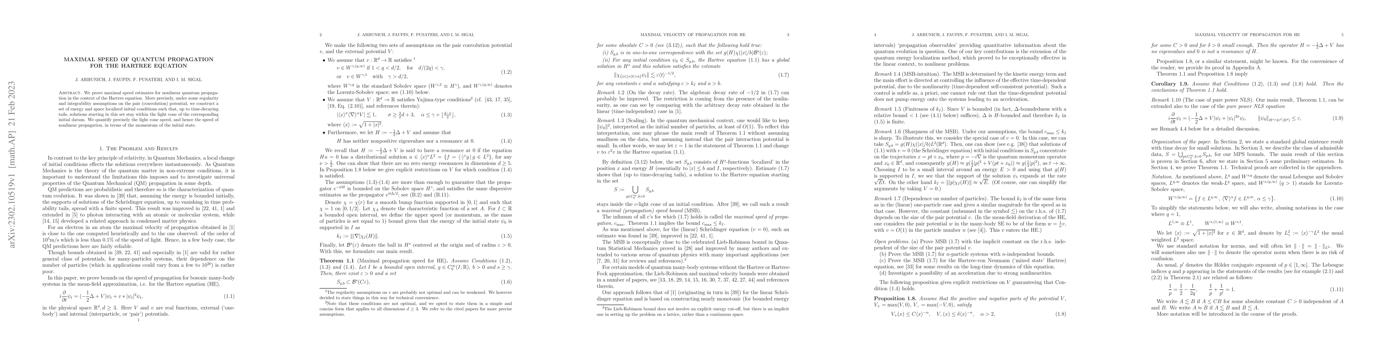 Thumbnail for Maximal Speed of Quantum Propagation for the Hartree equation