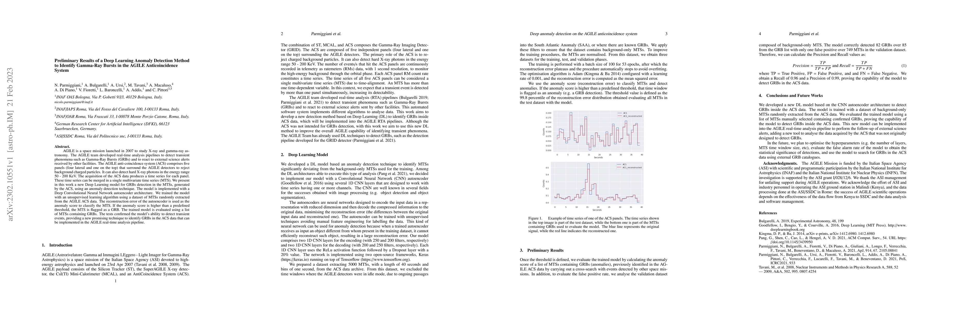 Thumbnail for Preliminary Results of a Deep Learning Anomaly Detection Method to
  Identify Gamma-Ray Bursts in the AGILE Anticoincidence System