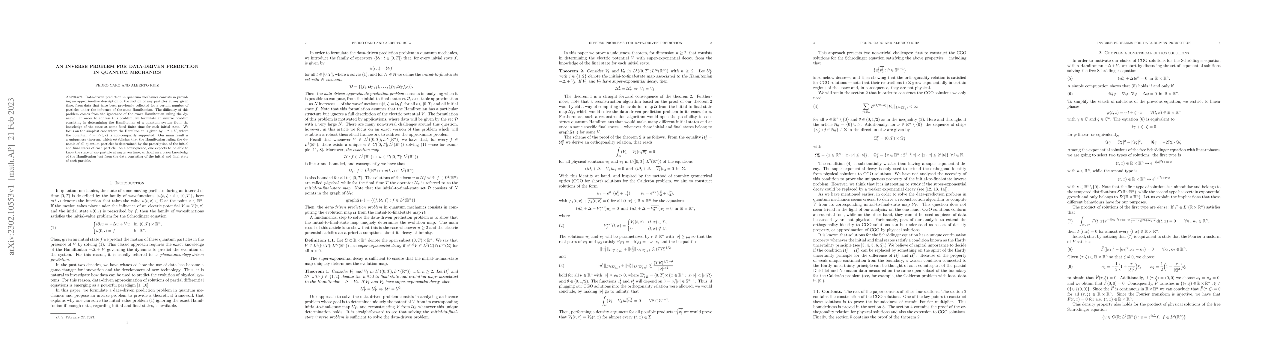 Thumbnail for An inverse problem for data-driven prediction in quantum mechanics