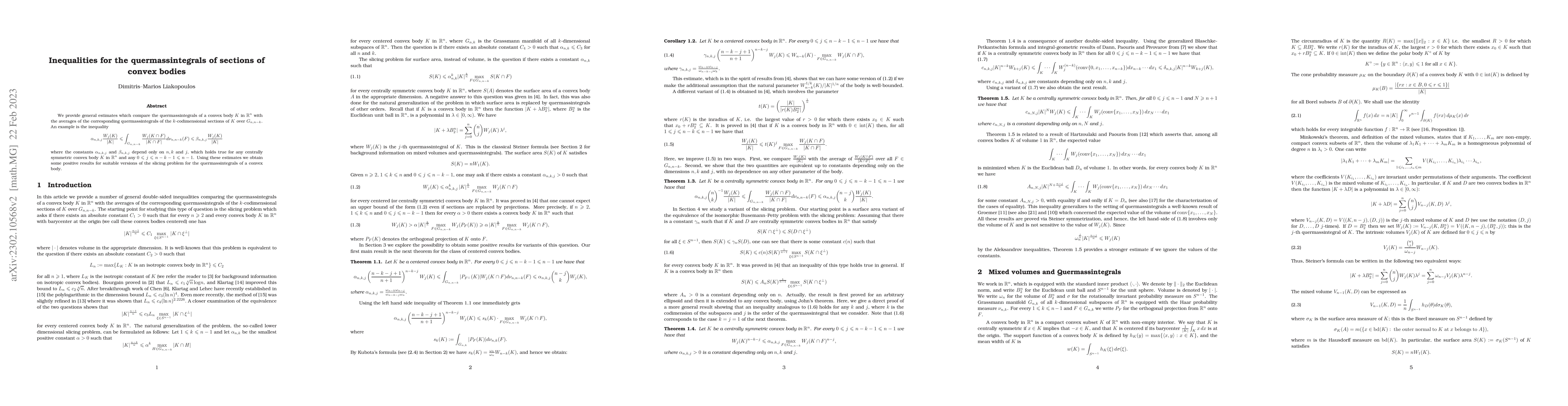 Thumbnail for Inequalities for the quermassintegrals of sections of convex bodies