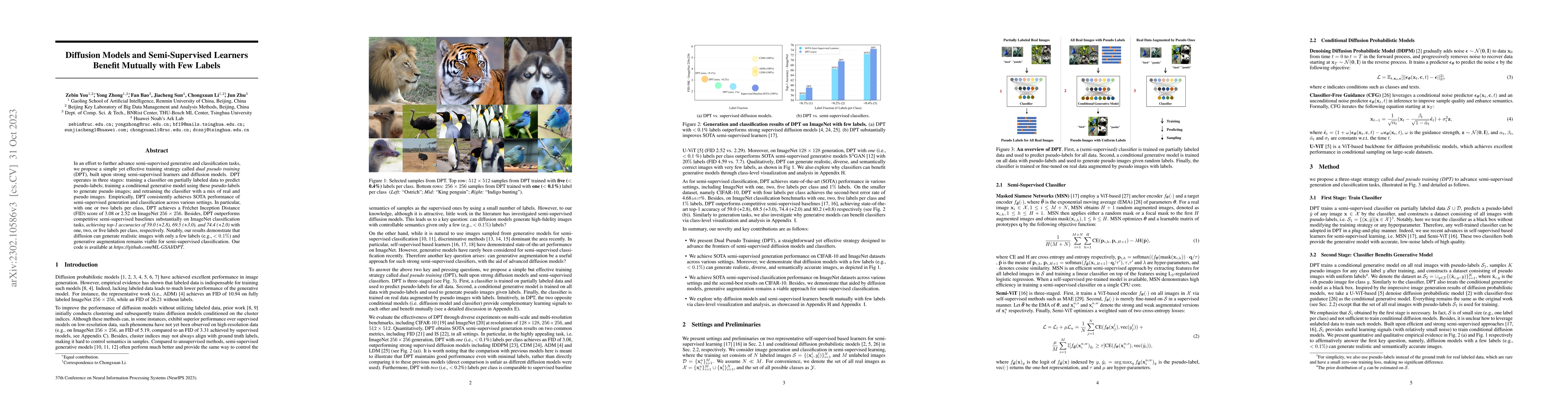 Thumbnail for Diffusion Models and Semi-Supervised Learners Benefit Mutually with Few
  Labels