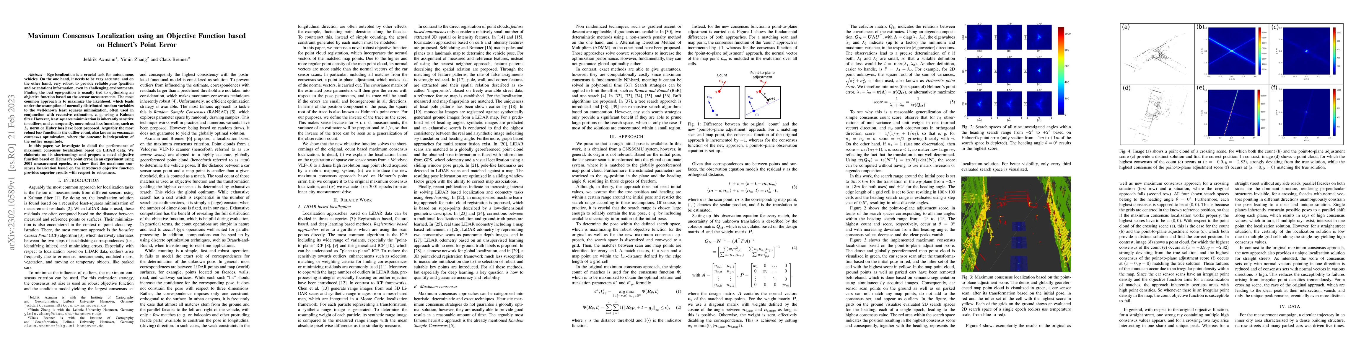 Thumbnail for Maximum Consensus Localization using an Objective Function based on
  Helmert's Point Error