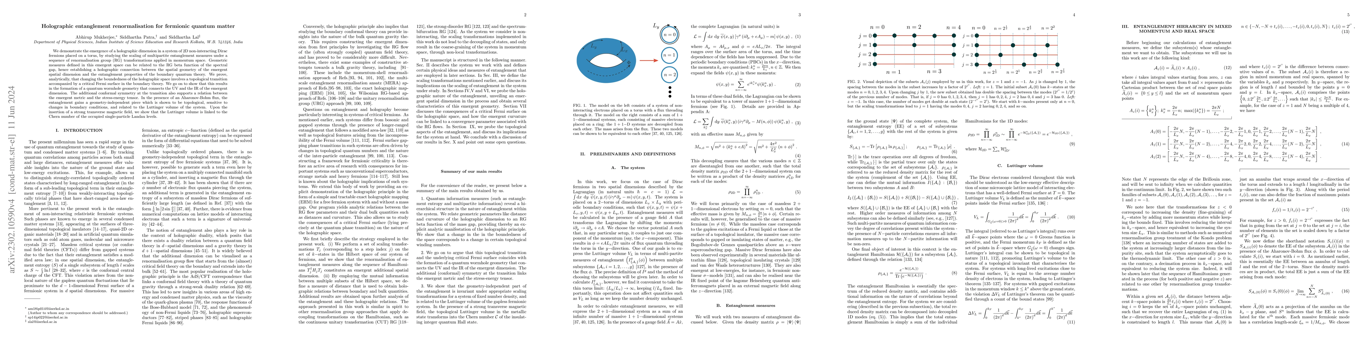 Thumbnail for Holographic entanglement renormalisation for fermionic quantum matter