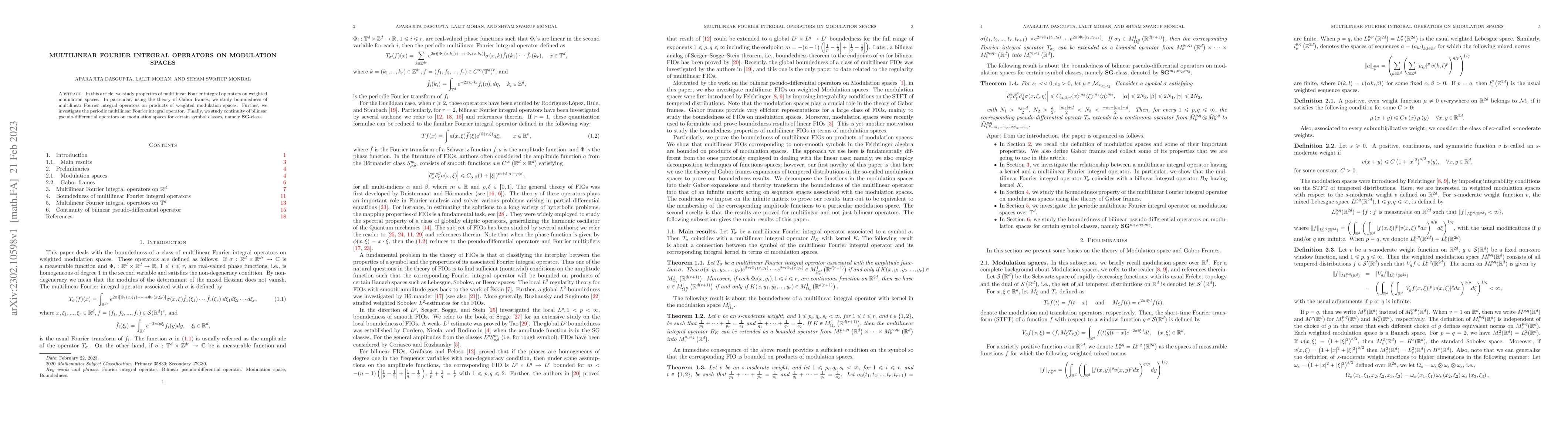 Thumbnail for Multilinear Fourier Integral operators on modulation spaces