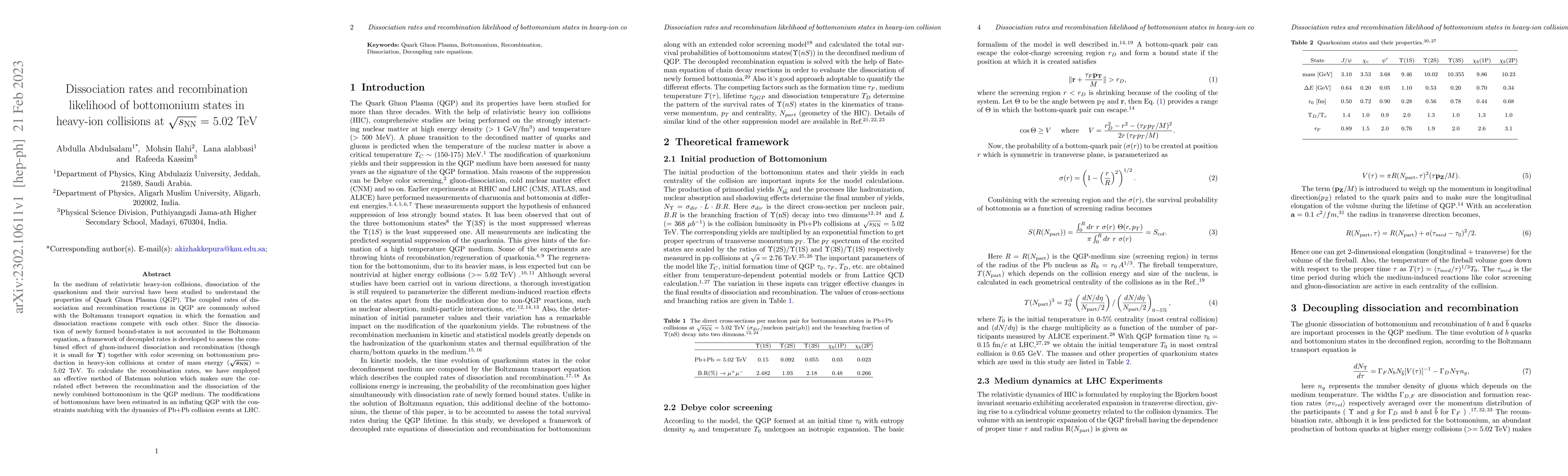 Thumbnail for Dissociation rates and recombination likelihood of bottomonium states in
  heavy-ion collisions at $\sqrt{s_{\rm NN}}$ = 5.02 TeV