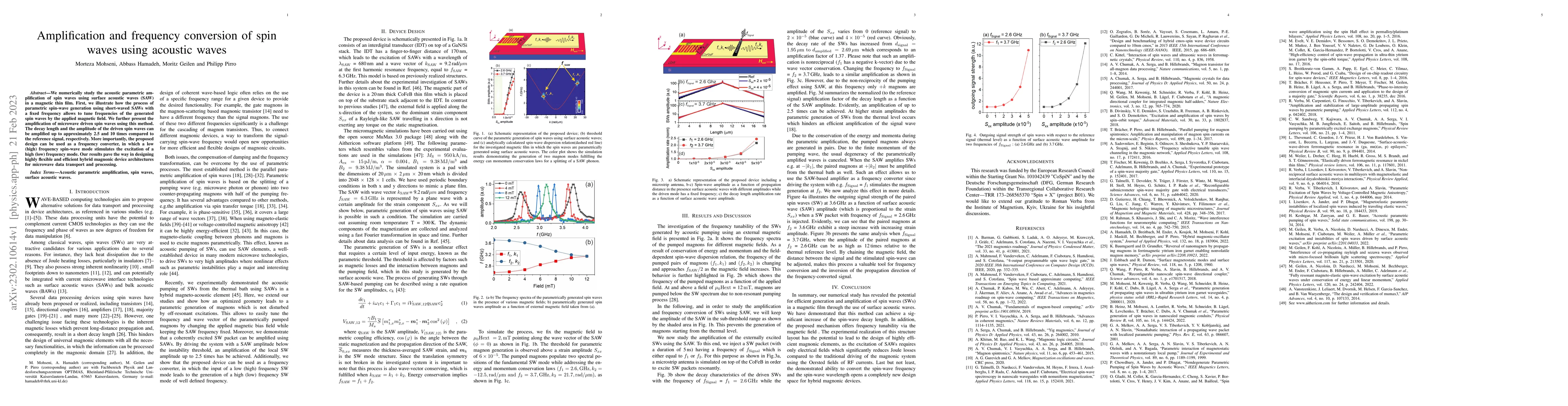 Thumbnail for Amplification and frequency conversion of spin waves using acoustic
  waves