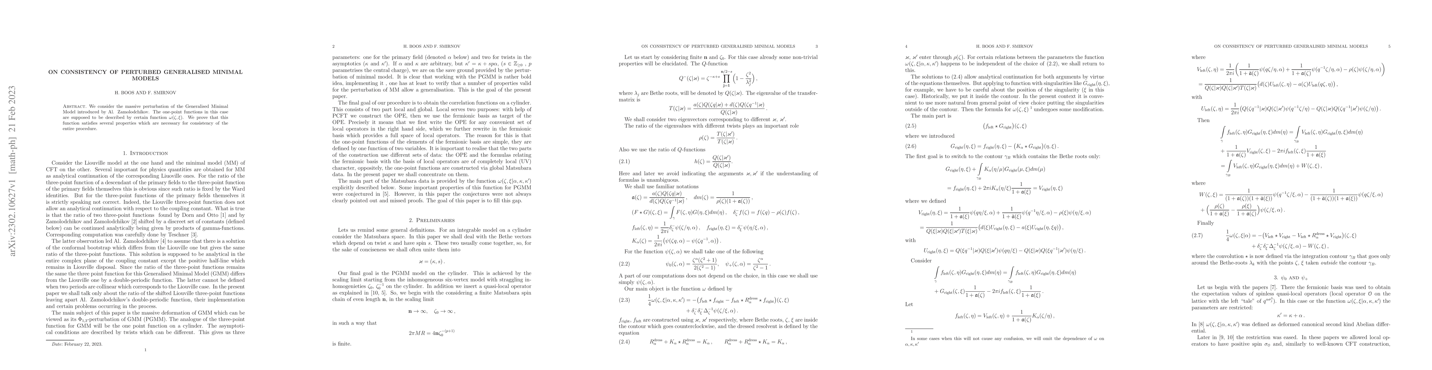Thumbnail for On consistency of perturbed generalised minimal models