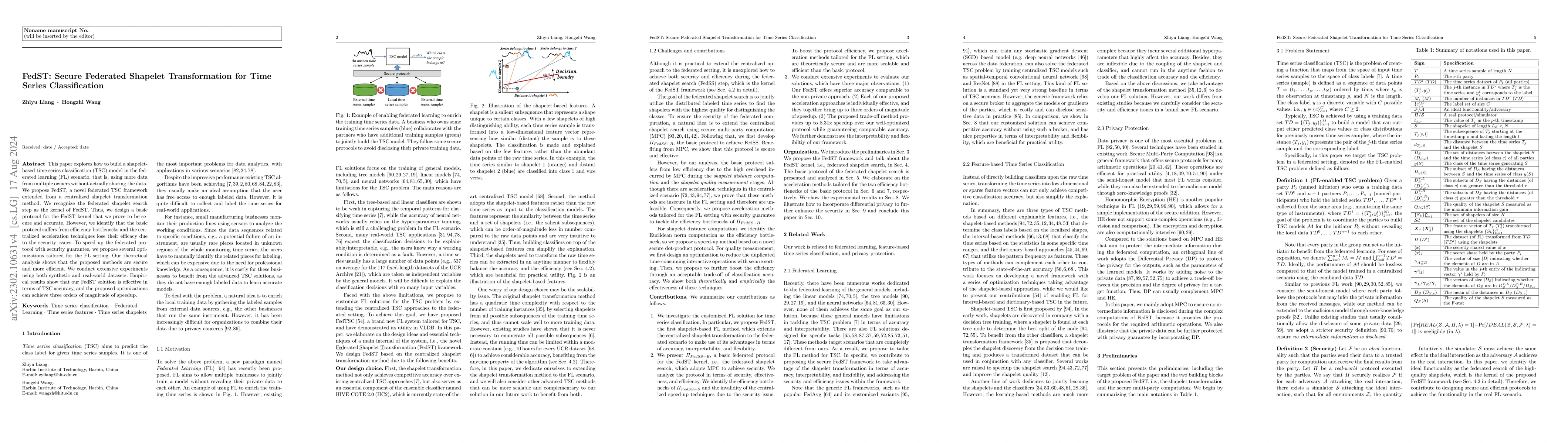 Thumbnail for FedST: Secure Federated Shapelet Transformation for Time Series
  Classification