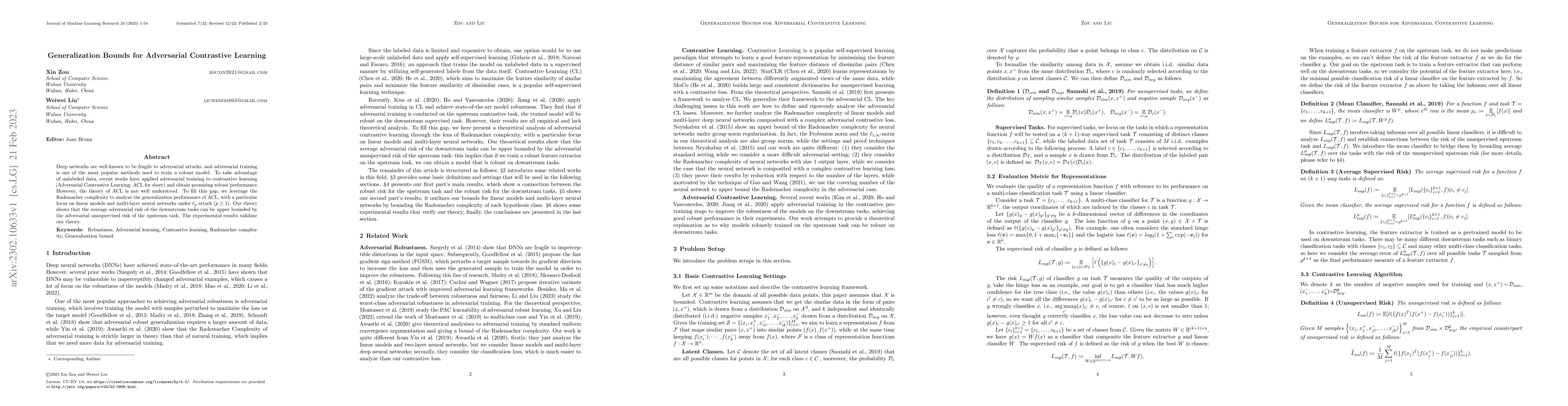 Thumbnail for Generalization Bounds for Adversarial Contrastive Learning
