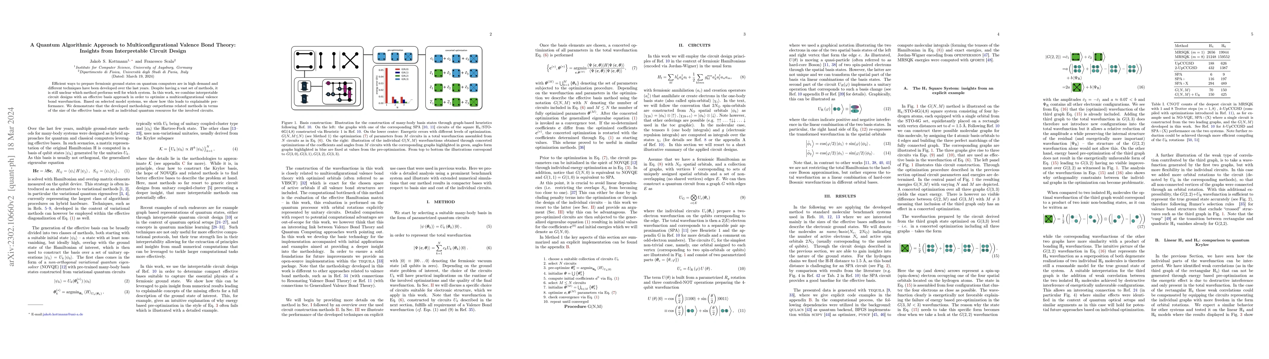 Thumbnail for A Quantum Algorithmic Approach to Multiconfigurational Valence Bond
  Theory: Insights from Interpretable Circuit Design