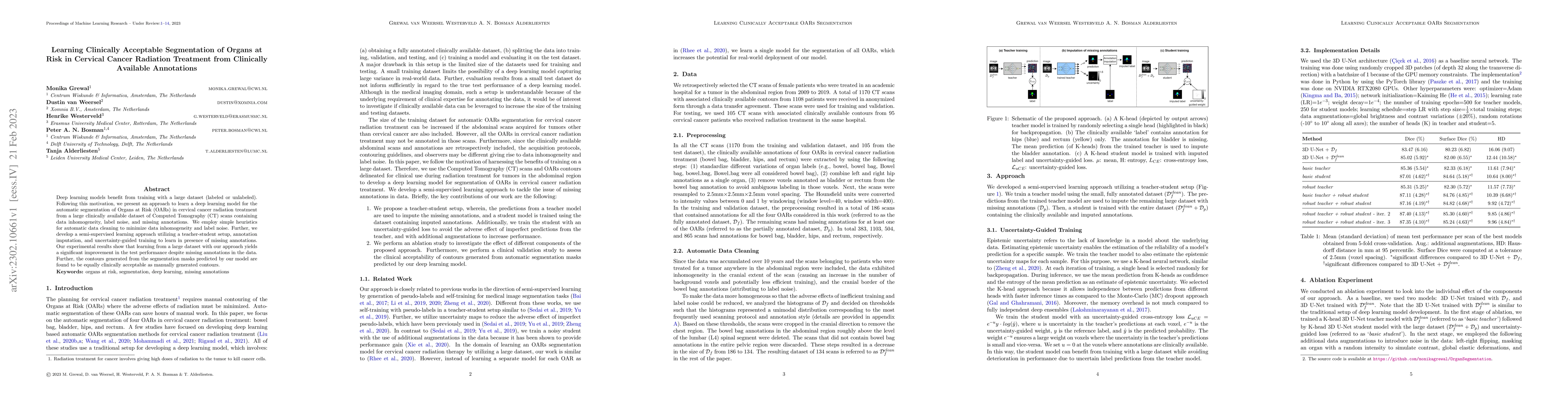 Thumbnail for Clinically Acceptable Segmentation of Organs at Risk in Cervical Cancer
  Radiation Treatment from Clinically Available Annotations