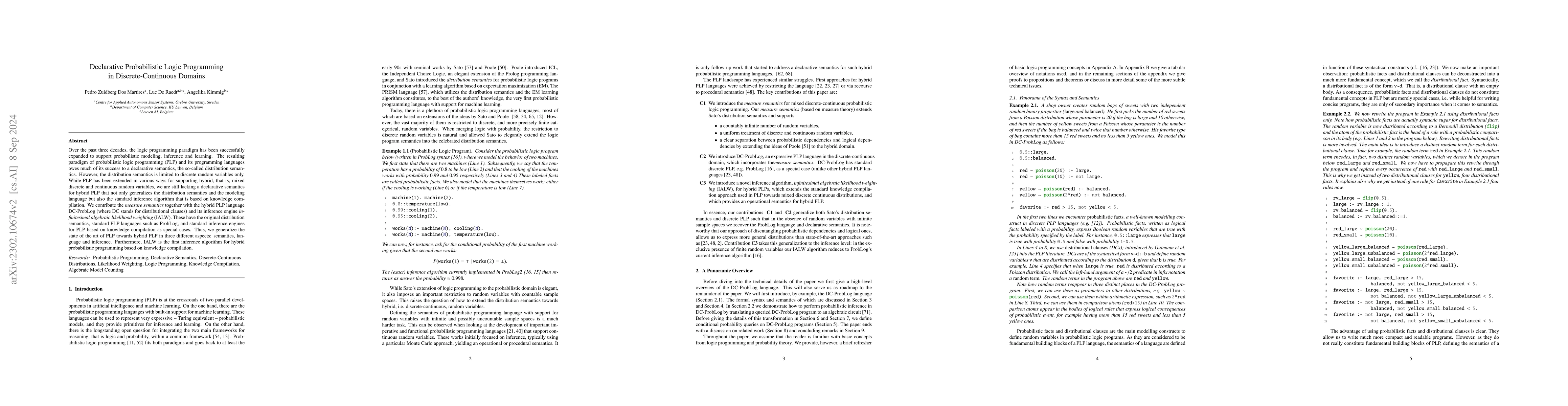 Thumbnail for Declarative Probabilistic Logic Programming in Discrete-Continuous
  Domains
