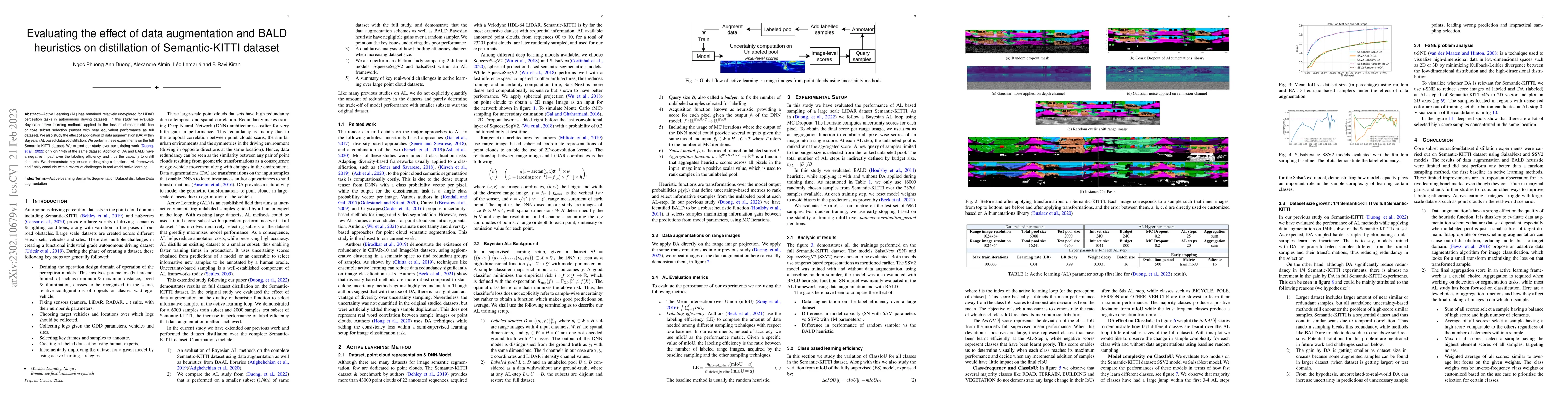 Thumbnail for Evaluating the effect of data augmentation and BALD heuristics on
  distillation of Semantic-KITTI dataset
