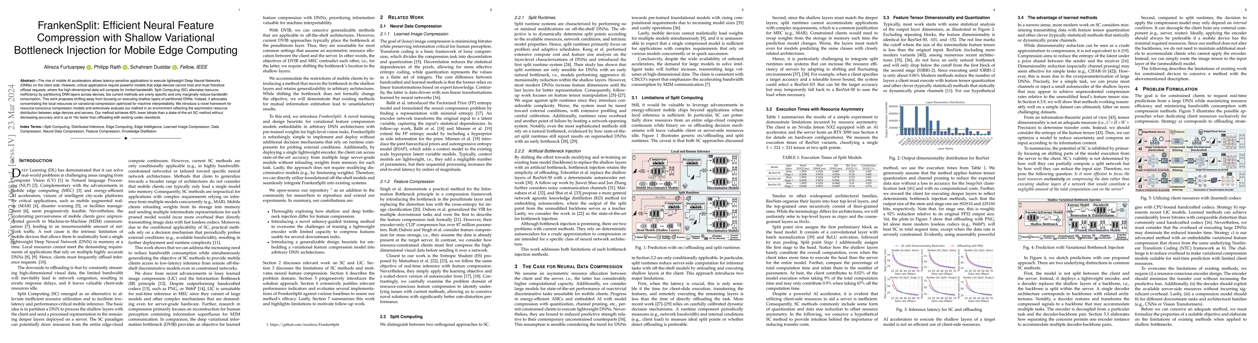 Thumbnail for FrankenSplit: Efficient Neural Feature Compression with Shallow
  Variational Bottleneck Injection for Mobile Edge Computing