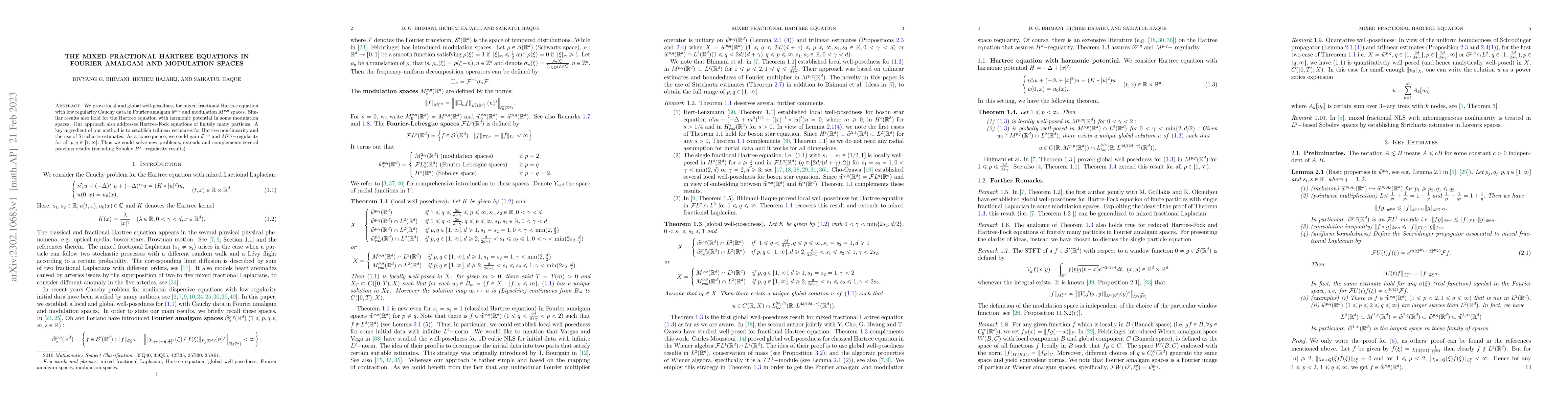 Thumbnail for The mixed fractional Hartree equations in Fourier amalgam and modulation
  spaces