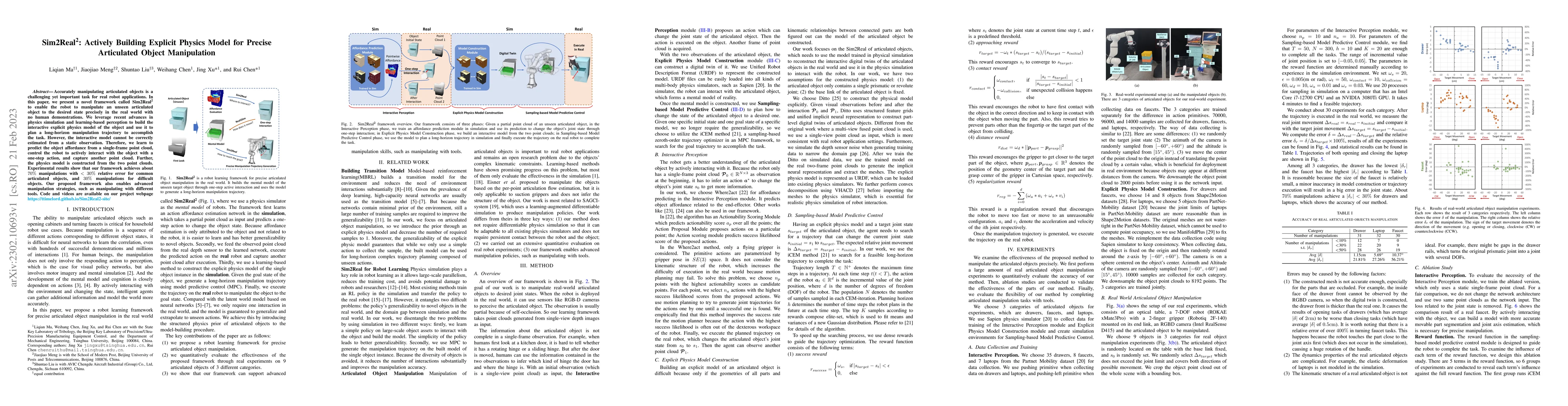 Thumbnail for Sim2Real$^2$: Actively Building Explicit Physics Model for Precise
  Articulated Object Manipulation