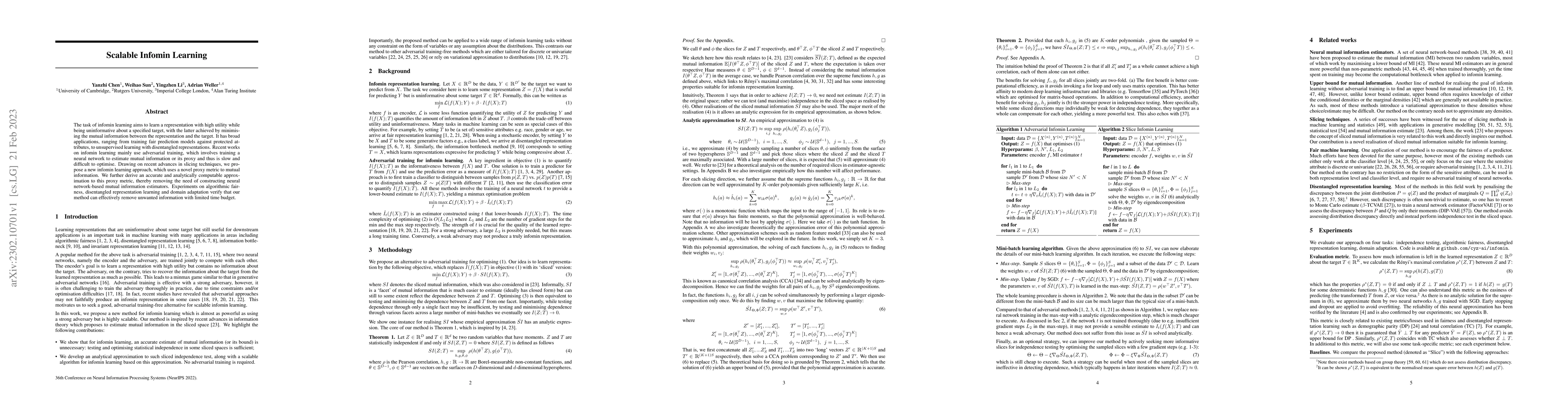 Thumbnail for Scalable Infomin Learning