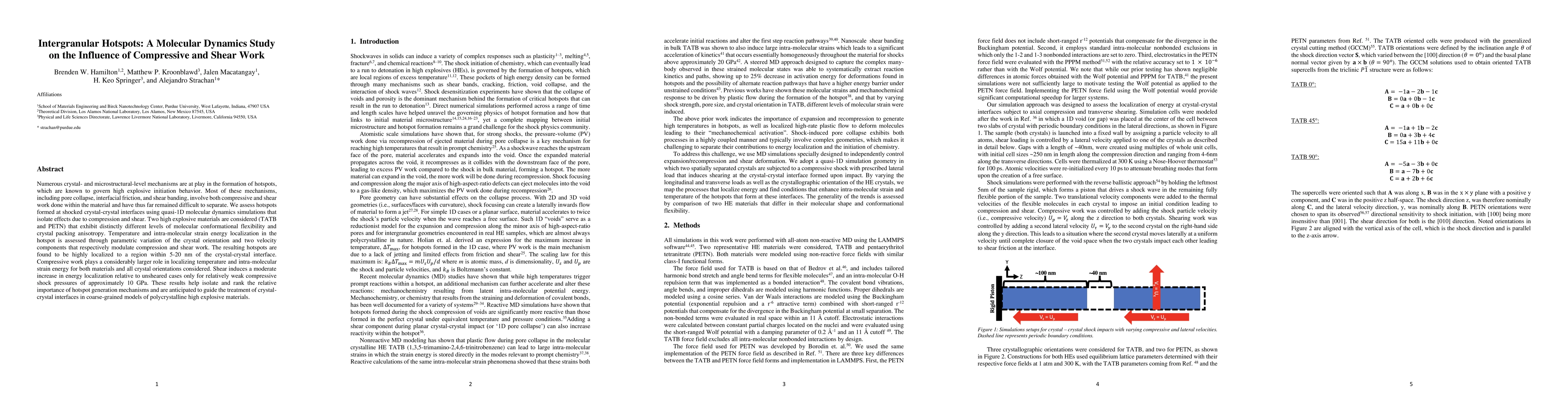 Thumbnail for Intergranular Hotspots: A Molecular Dynamics Study on the Influence of
  Compressive and Shear Work