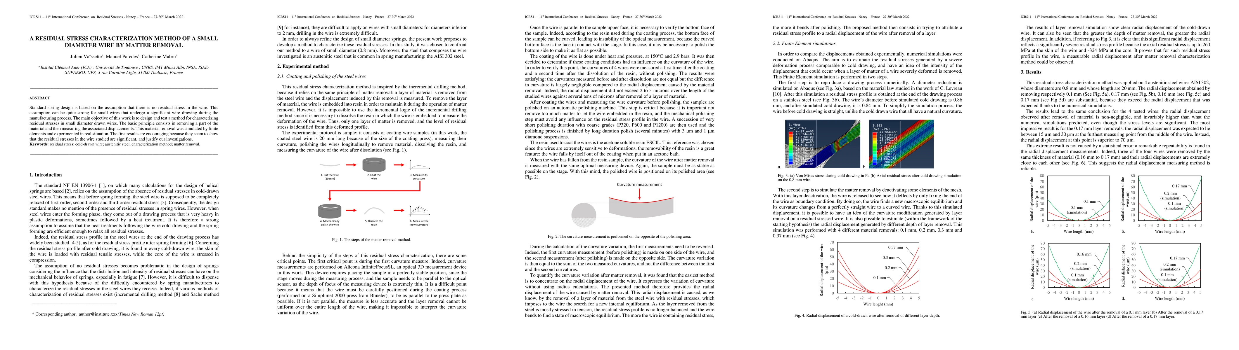 Thumbnail for A residual stress characterization method of a small diameter wire by
  matter removal