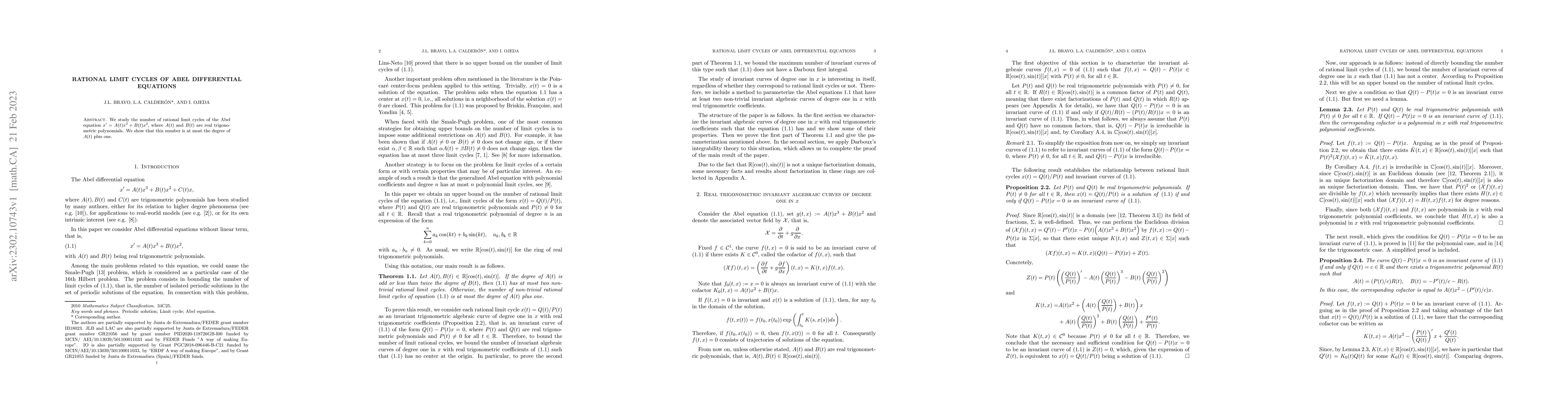 Thumbnail for Rational Limit Cycles of Abel Differential Equations