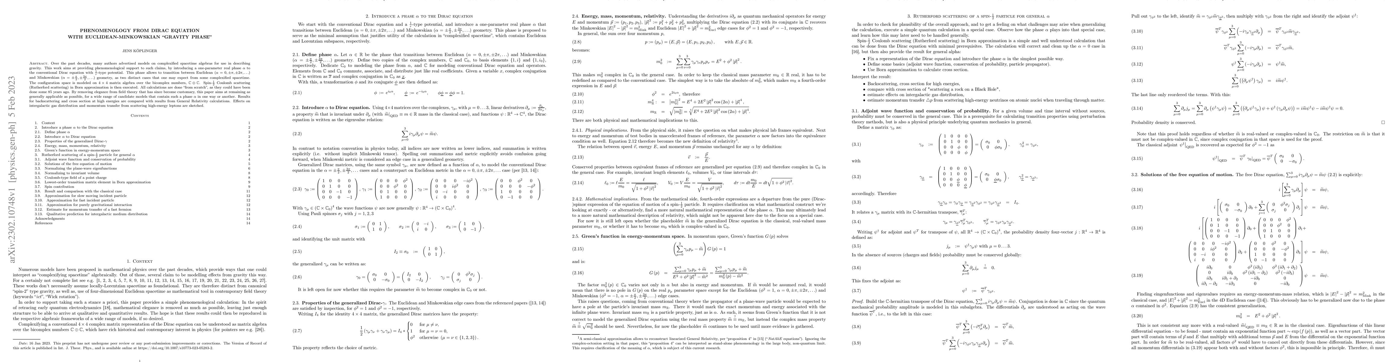 Thumbnail for Phenomenology from Dirac equation with Euclidean-Minkowskian "gravity
  phase"