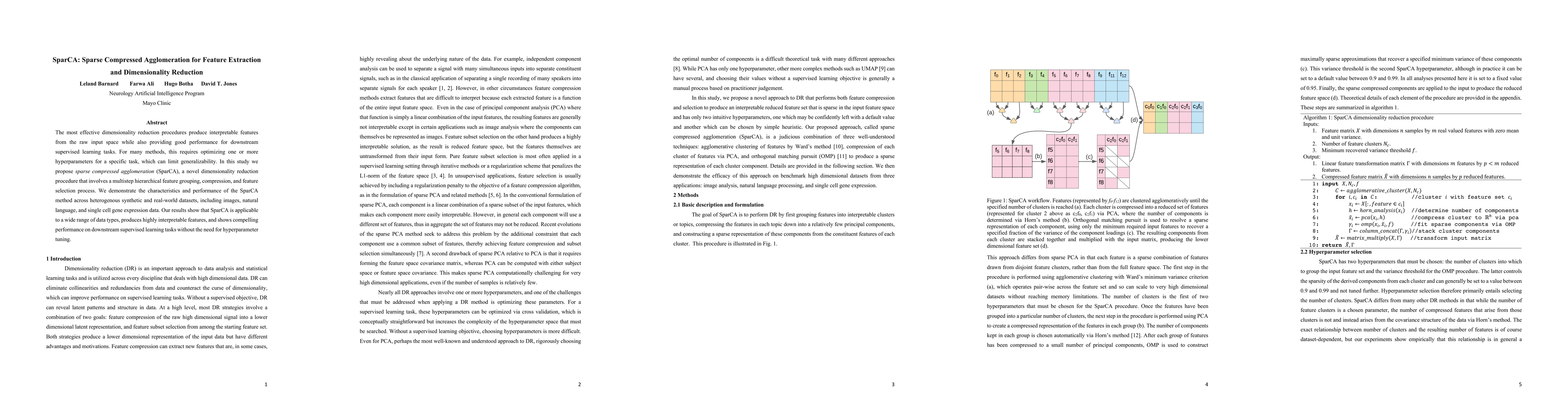 Thumbnail for SparCA: Sparse Compressed Agglomeration for Feature Extraction and
  Dimensionality Reduction
