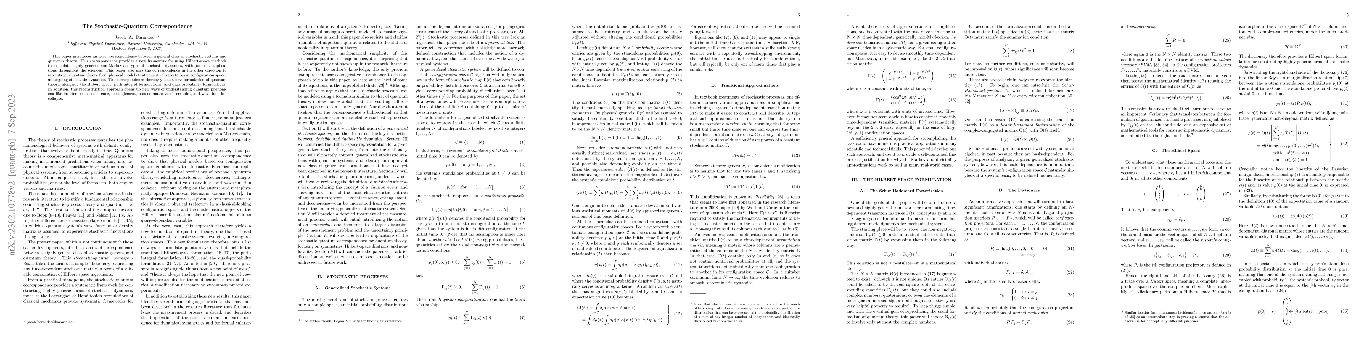 Thumbnail for The Stochastic-Quantum Correspondence