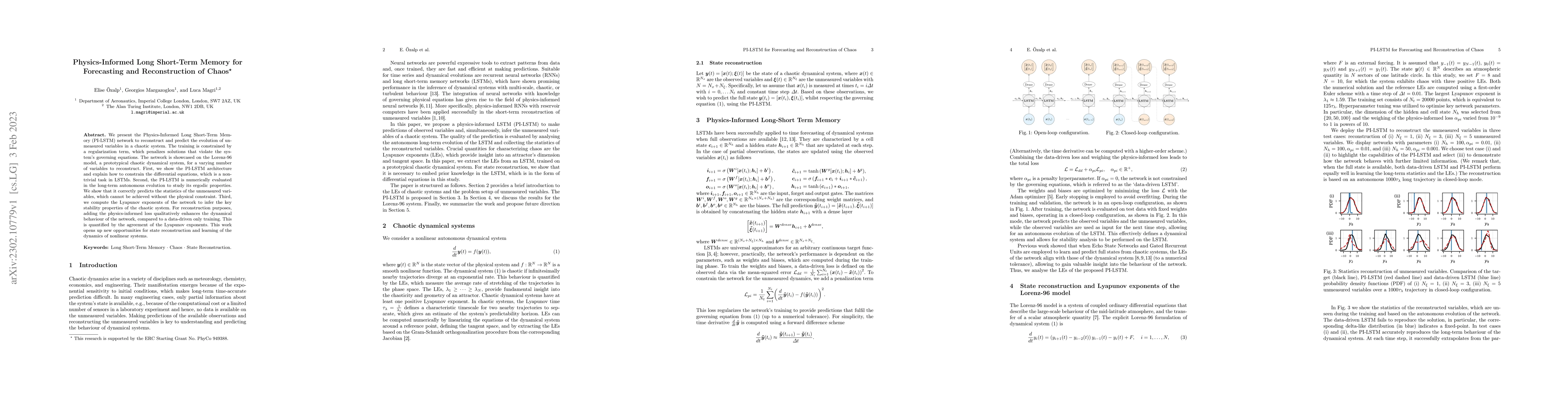Thumbnail for Physics-Informed Long Short-Term Memory for Forecasting and
  Reconstruction of Chaos