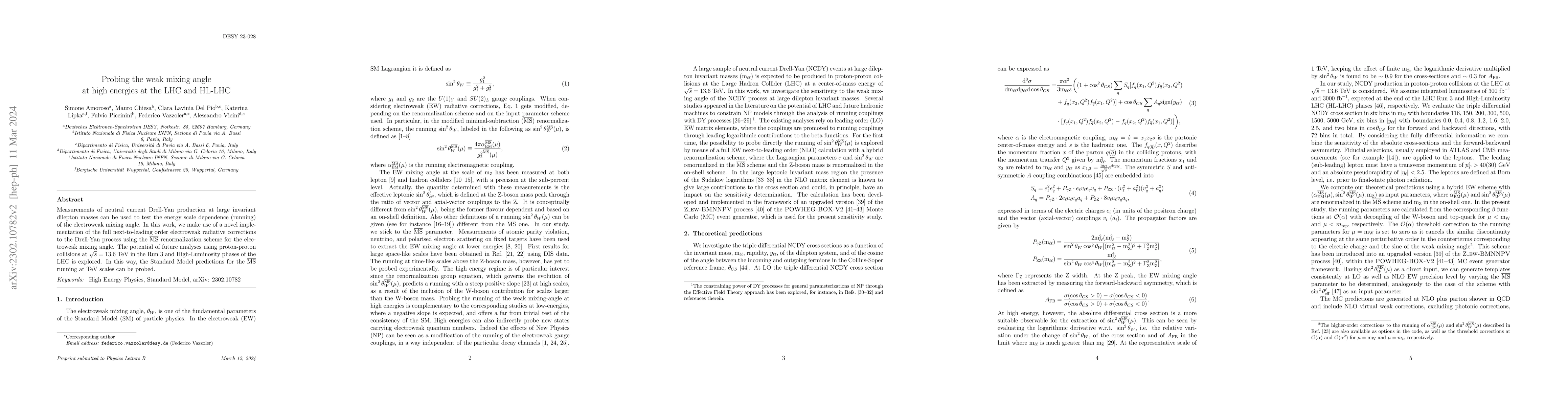 Thumbnail for Probing the weak mixing angle at high energies at the LHC and HL-LHC