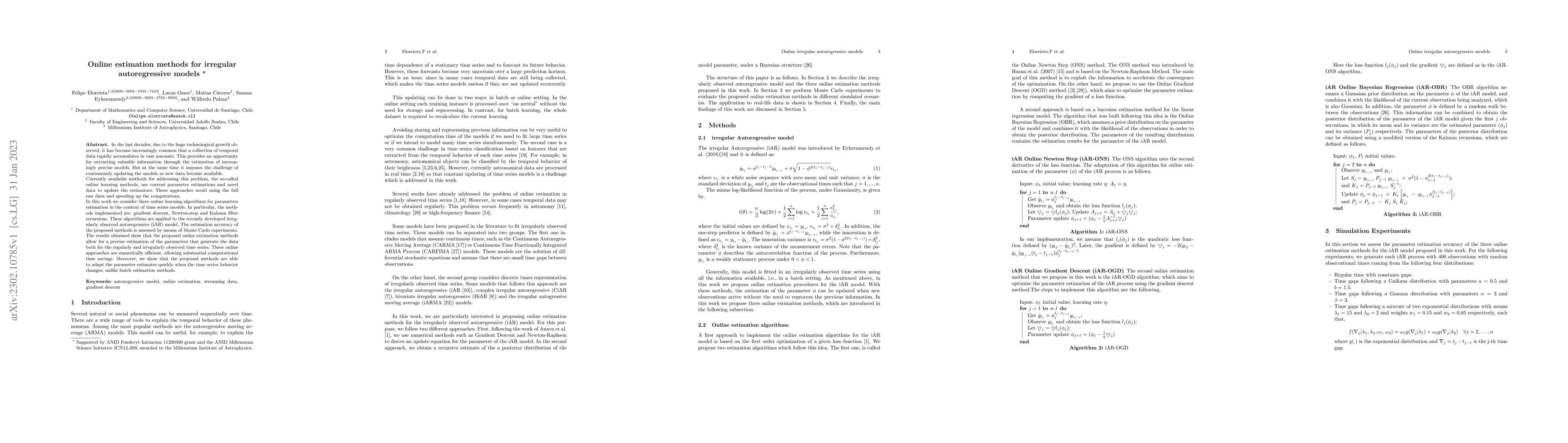 Thumbnail for Online estimation methods for irregular autoregressive models