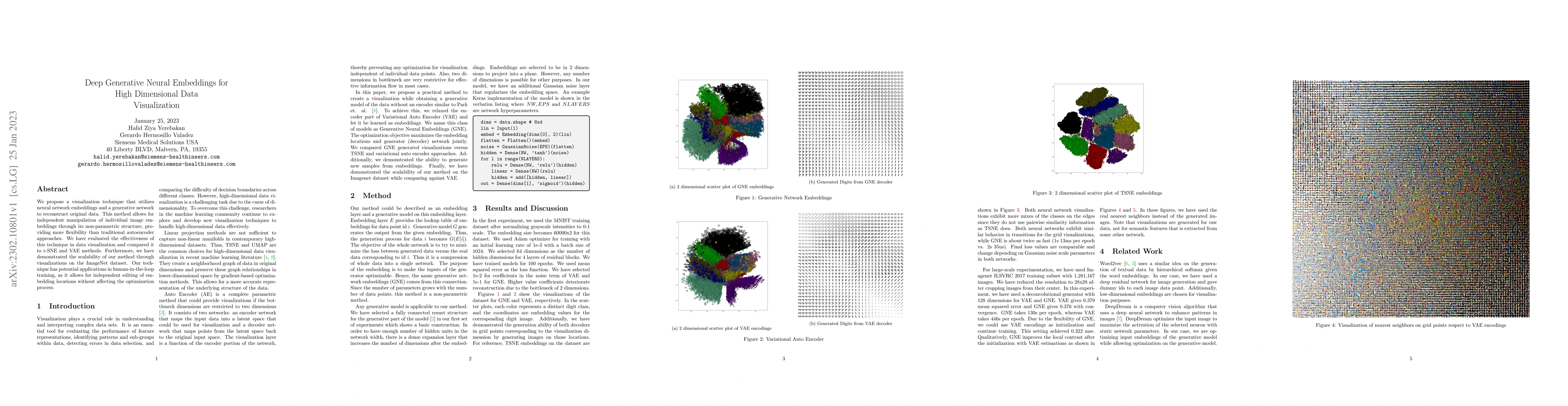 Thumbnail for Deep Generative Neural Embeddings for High Dimensional Data
  Visualization
