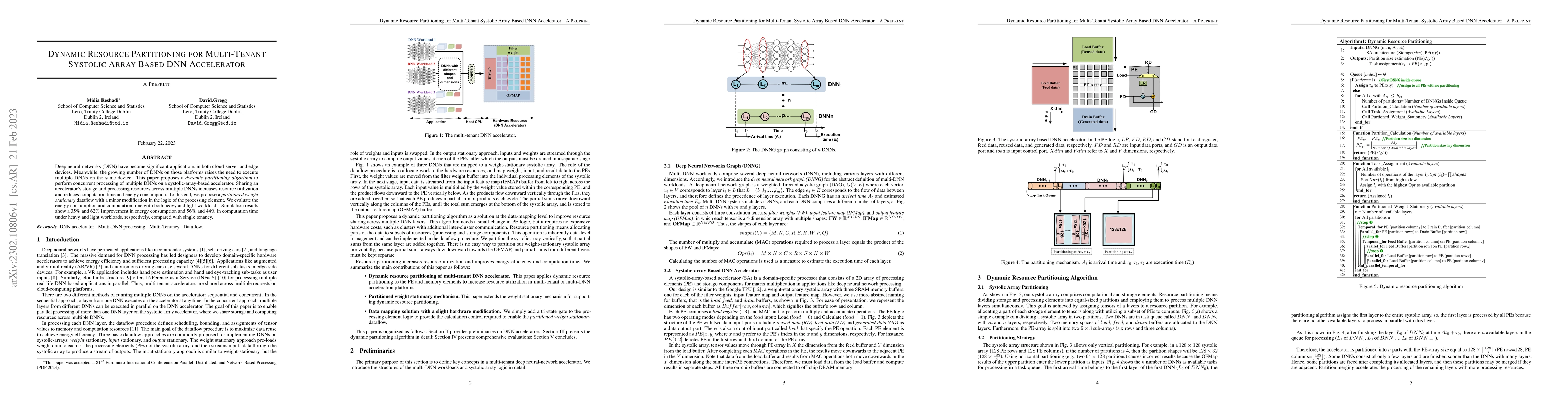 Thumbnail for Dynamic Resource Partitioning for Multi-Tenant Systolic Array Based DNN
  Accelerator