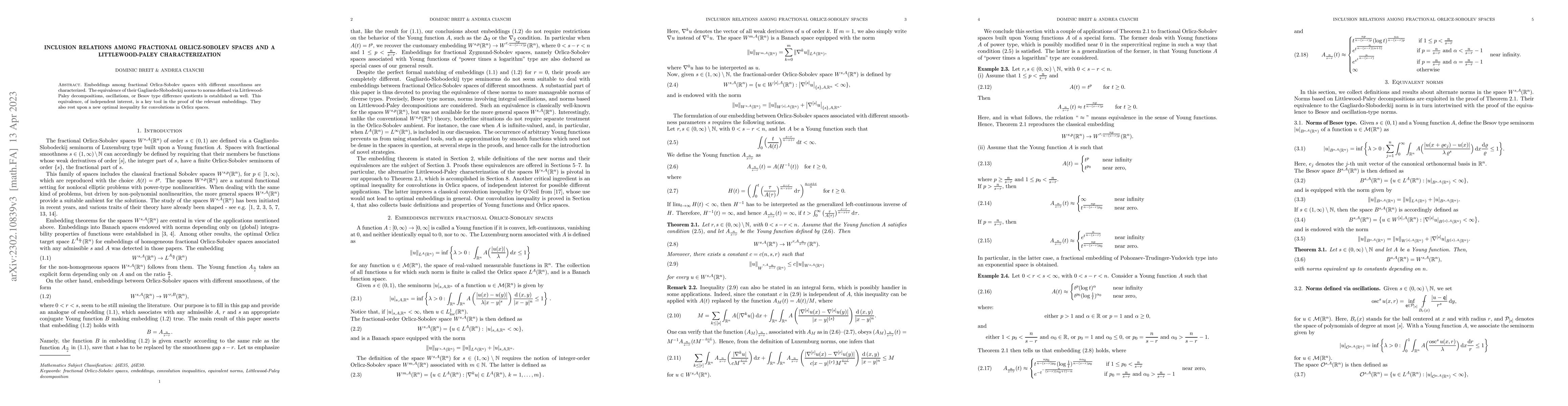 Thumbnail for Inclusion relations among fractional Orlicz-Sobolev spaces and a
  Littlewood-Paley characterization