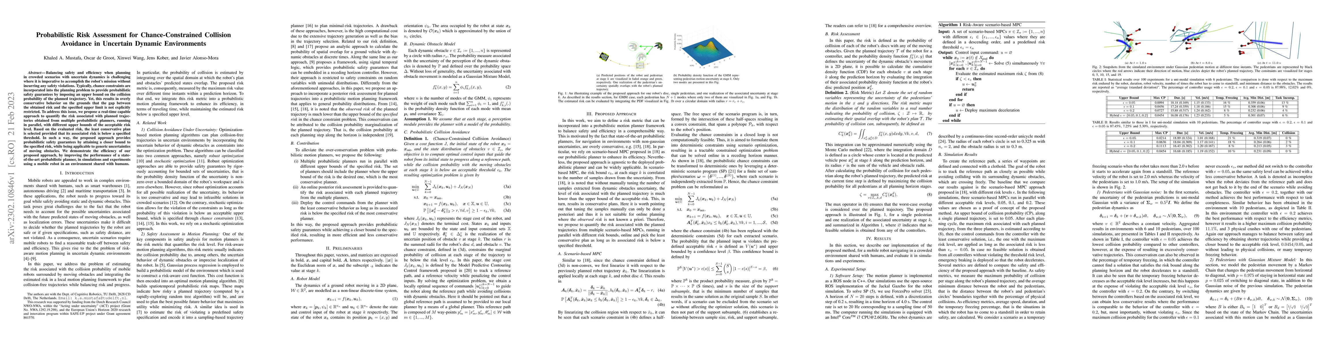 Thumbnail for Probabilistic Risk Assessment for Chance-Constrained Collision Avoidance
  in Uncertain Dynamic Environments