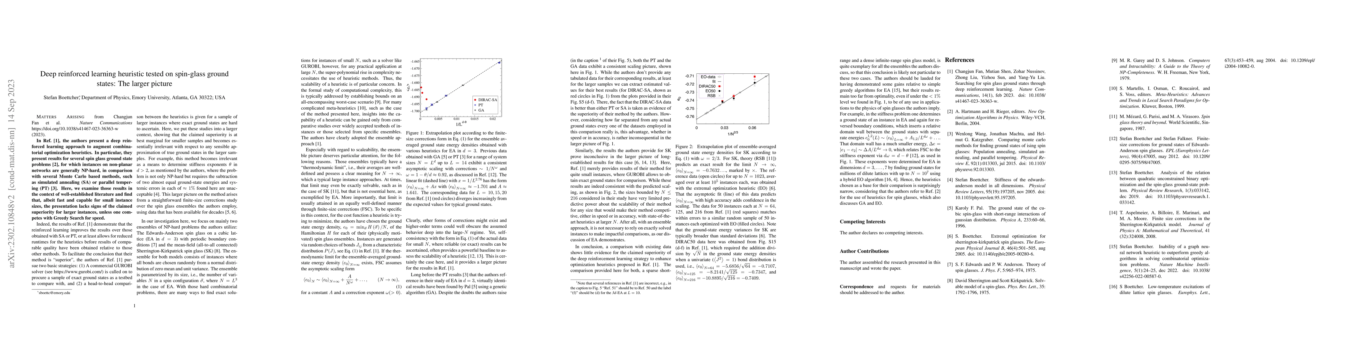 Thumbnail for Deep reinforced learning heuristic tested on spin-glass ground states:
  The larger picture