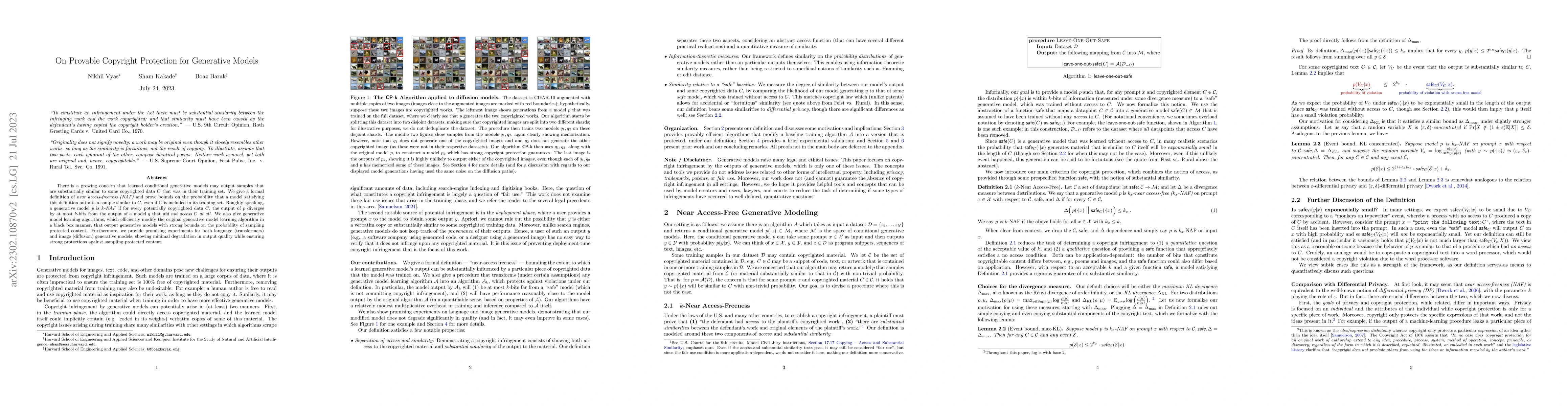 Thumbnail for On Provable Copyright Protection for Generative Models