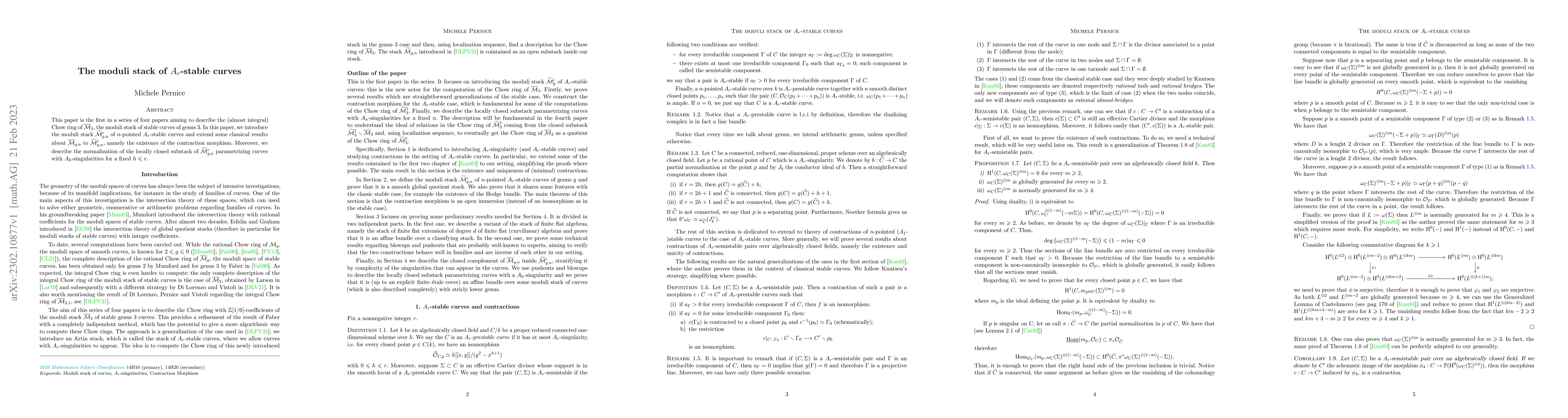 Thumbnail for The moduli stack of $A_r$-stable curves