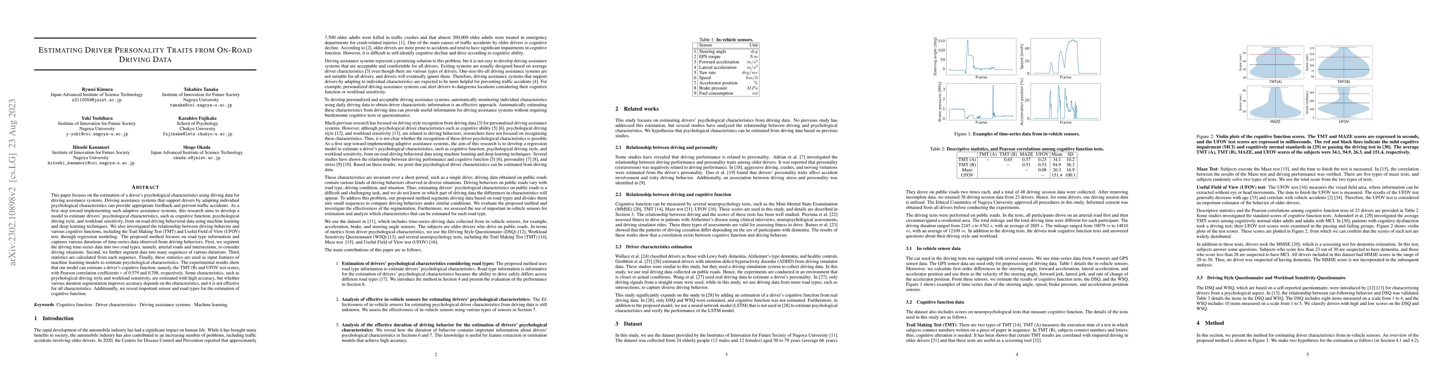 Thumbnail for Estimating Driver Personality Traits from On-Road Driving Data